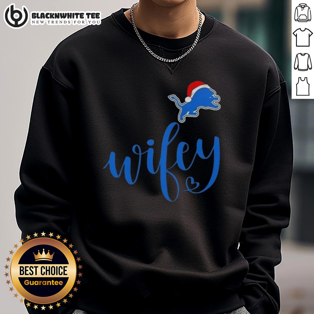 Good Wifey Detroit Lions Santa Hat Merry Christmas T-Shirt - Image 5