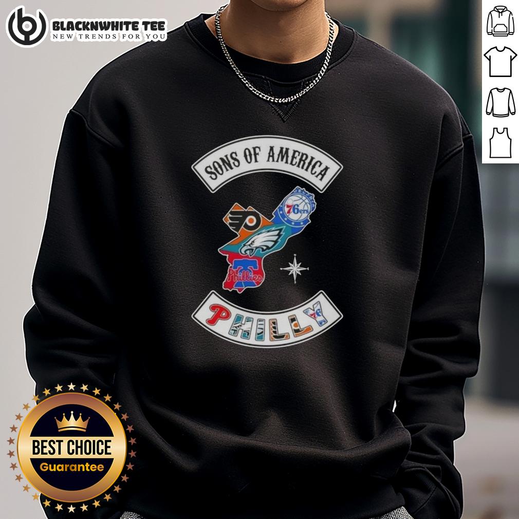 Top Son Of America Philadelphia Map Sports Logos Combine T-Shirt - Image 5
