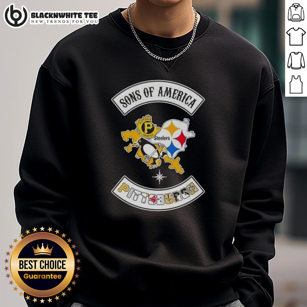 Top Son Of America Pittsburgh Map Sports Logos Combine T-Shirt - Image 5