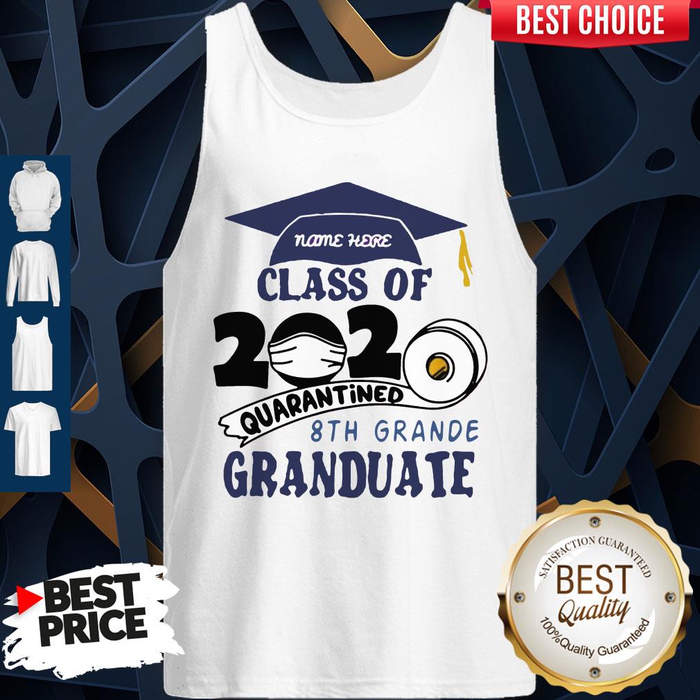Name Here Class Of 2020 Quarantined 8th Grande Granduate Navy Blue Shirt - Image 4