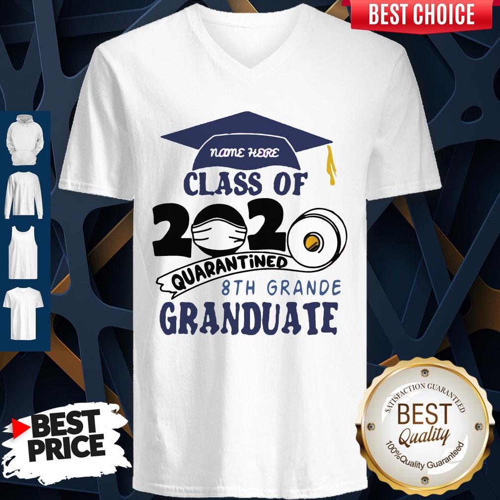 Name Here Class Of 2020 Quarantined 8th Grande Granduate Navy Blue Shirt - Image 3
