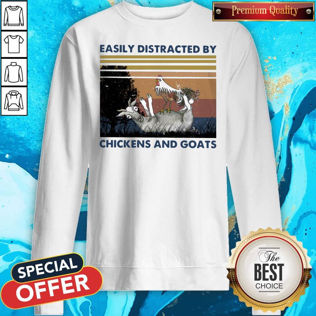 Official Easily Distracted By Chickens And Goats Vintage Shirt - Image 5