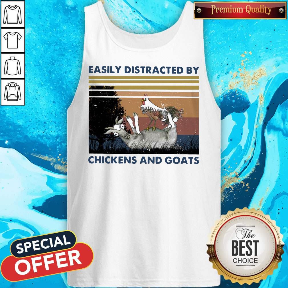Official Easily Distracted By Chickens And Goats Vintage Shirt - Image 4