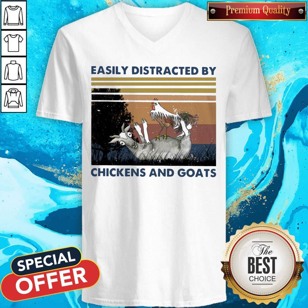 Official Easily Distracted By Chickens And Goats Vintage Shirt - Image 3