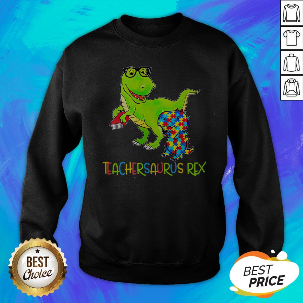 Top Autism TeacherSaurus Rex T-Shirt - Image 3