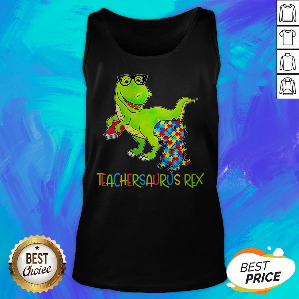 Top Autism TeacherSaurus Rex T-Shirt - Image 2