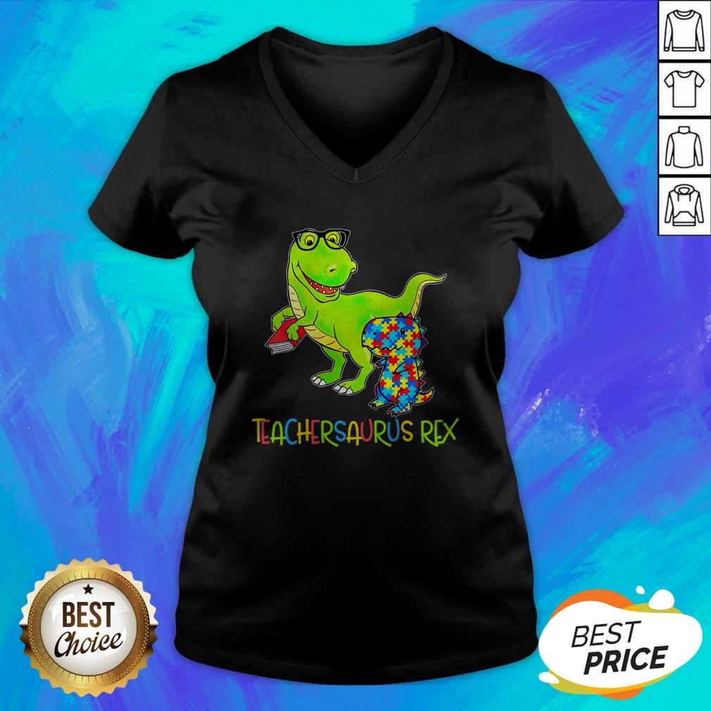 Top Autism TeacherSaurus Rex T-Shirt - Image 5