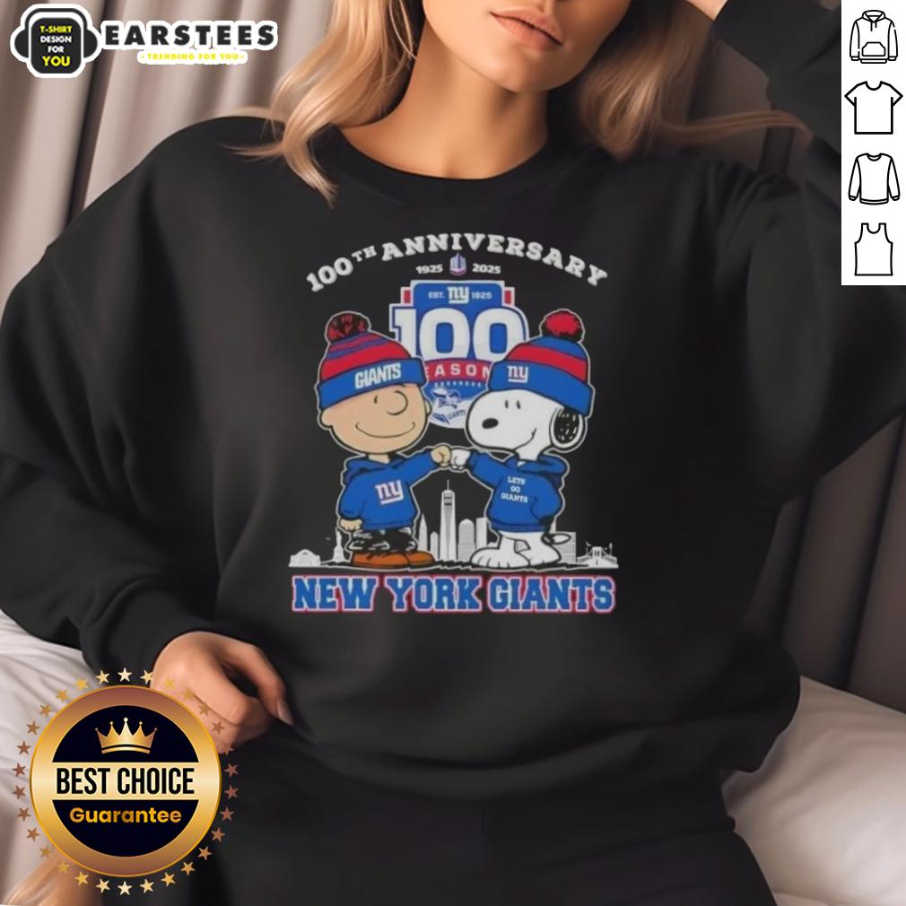 Awesome Charlie Brown X Snoopy 100th Anniversary 1925 2025 New York Giants Football T-Shirt - Image 5