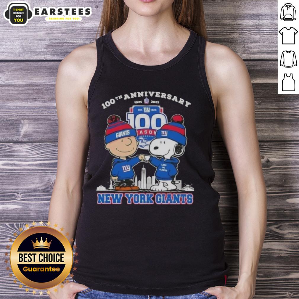 Awesome Charlie Brown X Snoopy 100th Anniversary 1925 2025 New York Giants Football T-Shirt - Image 4