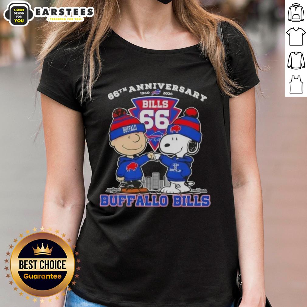 Awesome Charlie Brown X Snoopy 66th Anniversary 1960 2026 Buffalo Bills Football T-Shirt - Image 3