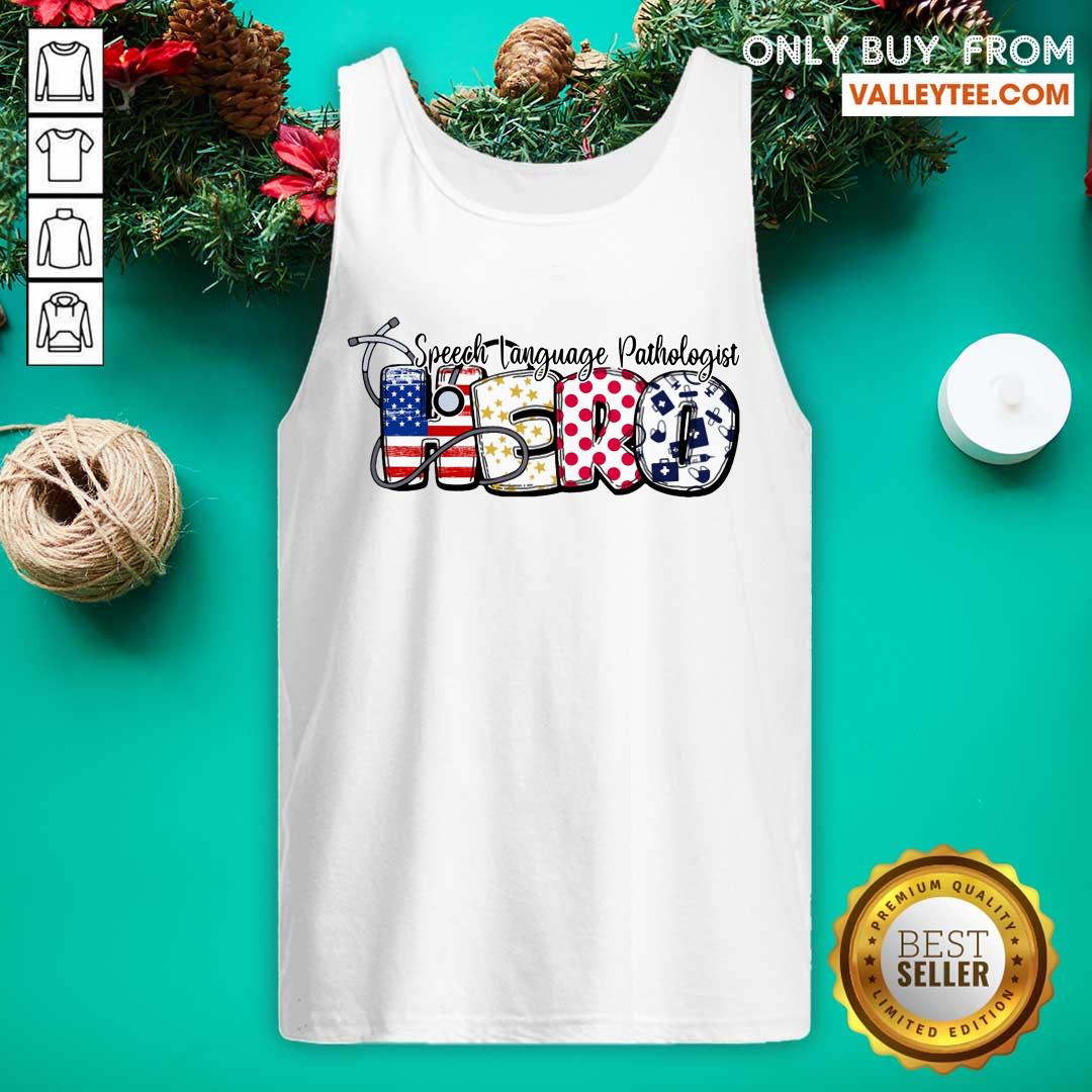 Hero Ear Piece Speech Language Pathologist American Flag Shirt - Image 4