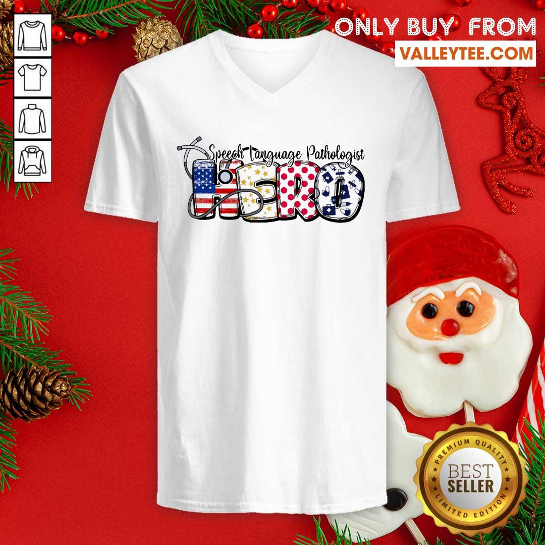 Hero Ear Piece Speech Language Pathologist American Flag Shirt - Image 3