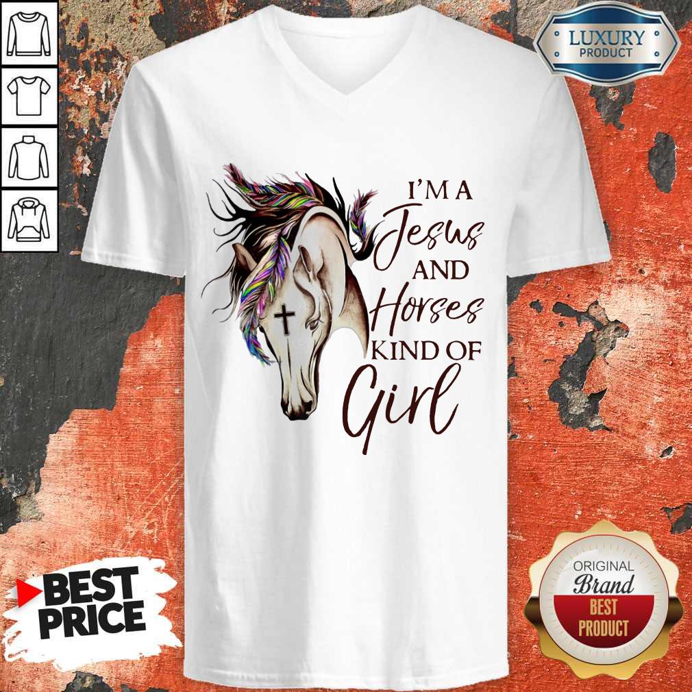 Top I'm A Jesus And Horses Kind Of Girl Shirt - Image 4