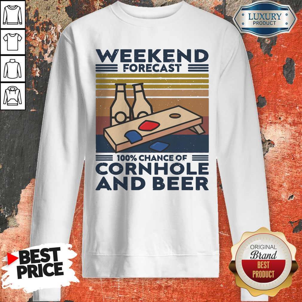 Weekend Forecast 100% Chance Of Cornhole And Beer Vintage Shirt - Image 5