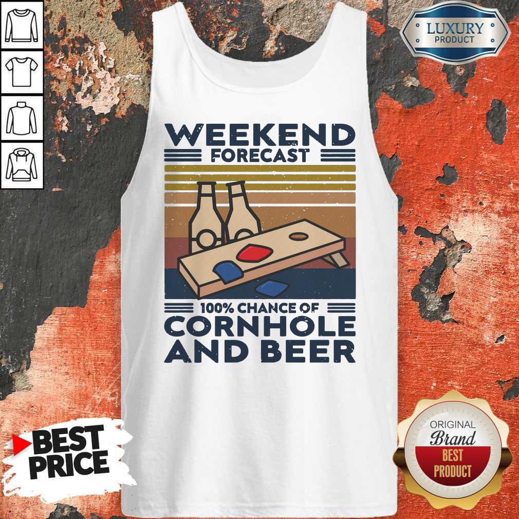 Weekend Forecast 100% Chance Of Cornhole And Beer Vintage Shirt - Image 4