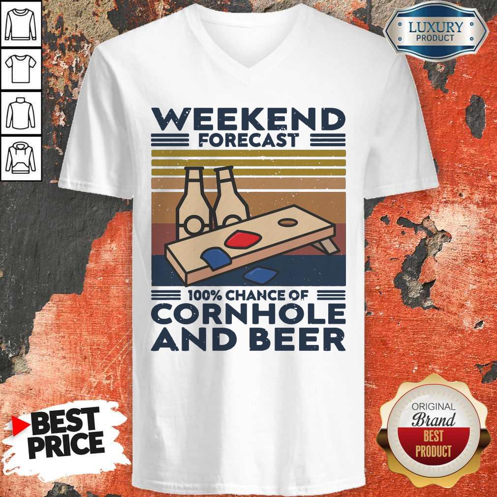 Weekend Forecast 100% Chance Of Cornhole And Beer Vintage Shirt - Image 2