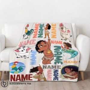 Alternative view of Premium Top Disney Cartoon Moana With Friends Blanket Fleece Customized Blanket