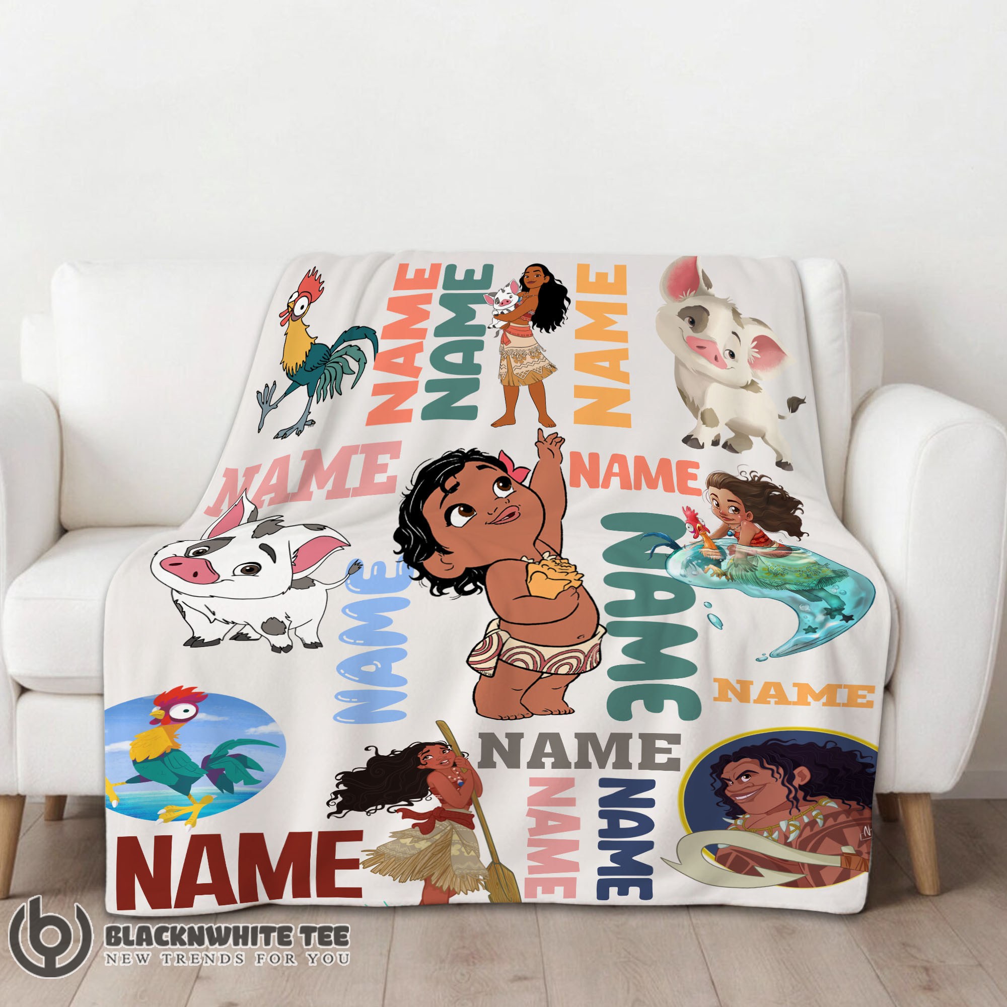 Premium Top Disney Cartoon Moana With Friends Blanket Fleece Customized Blanket - Image 2