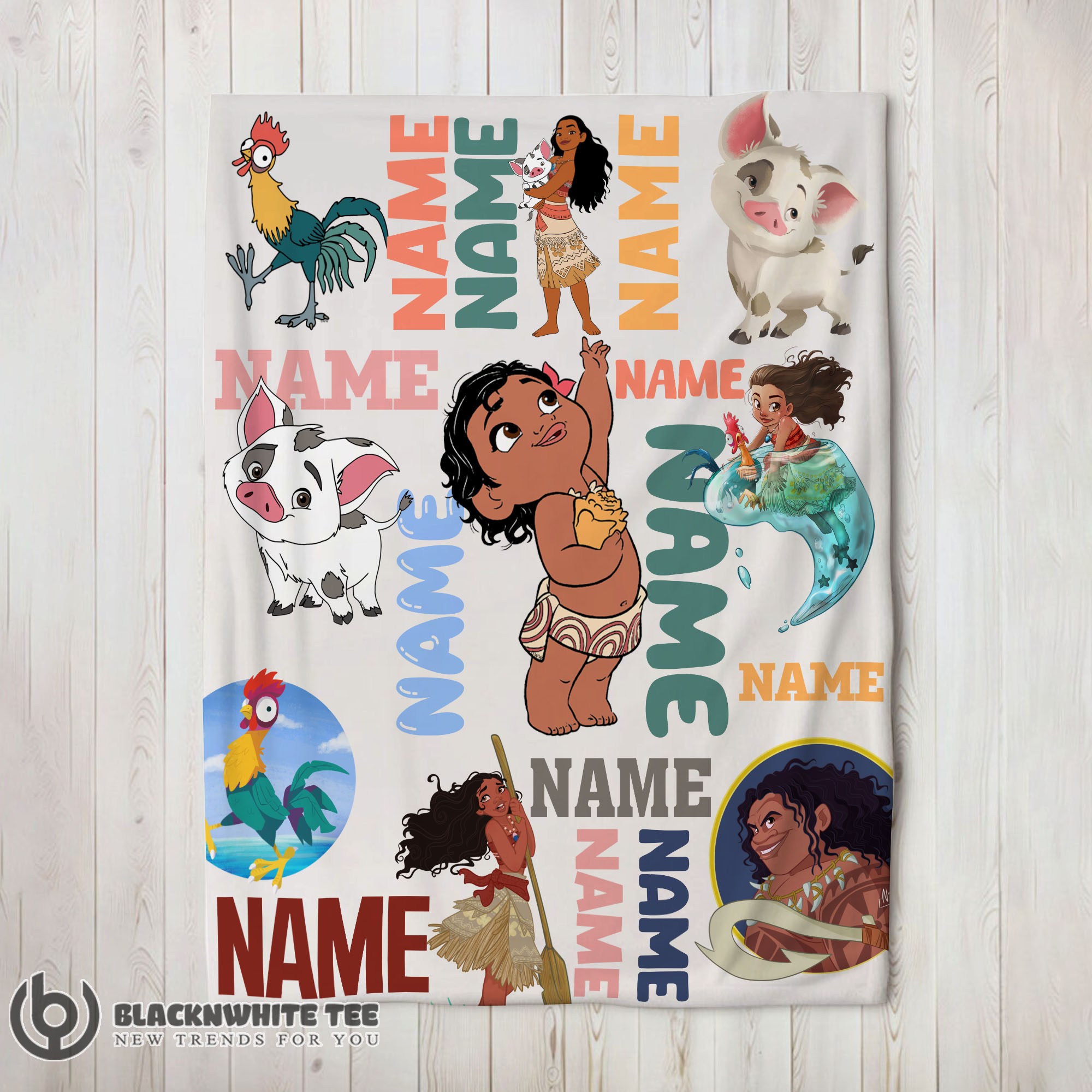 Premium Top Disney Cartoon Moana With Friends Blanket Fleece Customized Blanket