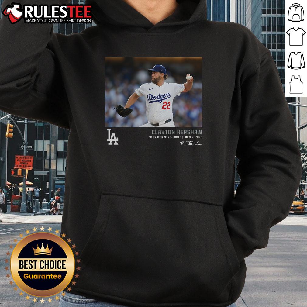Official Los Angeles Dodgers Clayton Kershaw 3K Career Strikeouts T-Shirt - Image 2