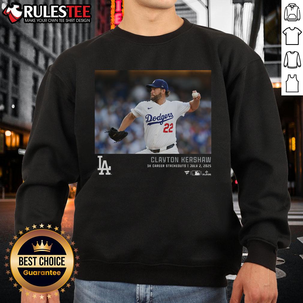 Official Los Angeles Dodgers Clayton Kershaw 3K Career Strikeouts T-Shirt - Image 5