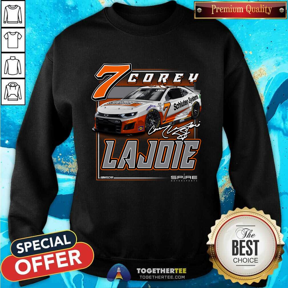 Corey LaJoie Checkered Flag Black Schluter Systems Car T-Shirt - Image 3