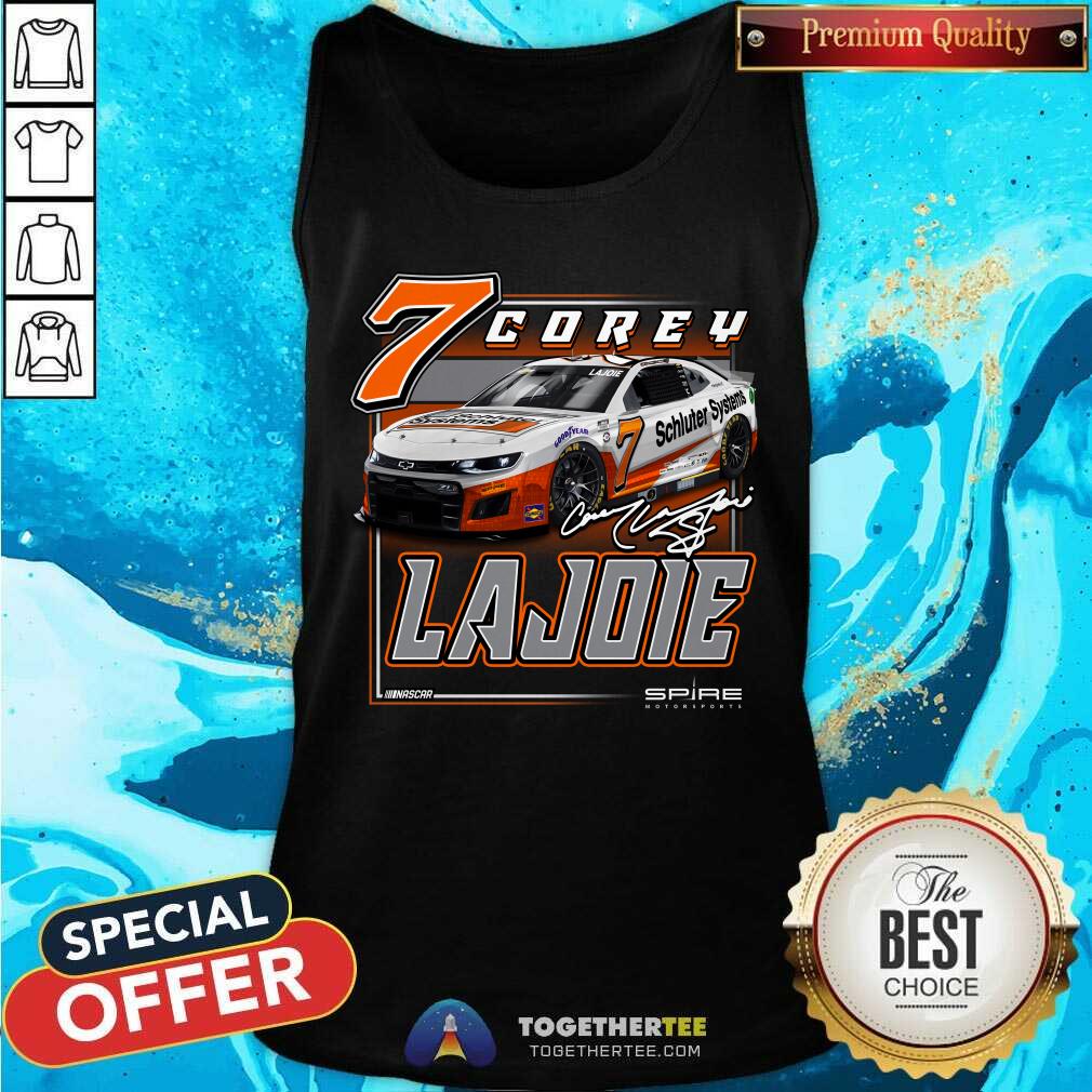 Corey LaJoie Checkered Flag Black Schluter Systems Car T-Shirt - Image 4