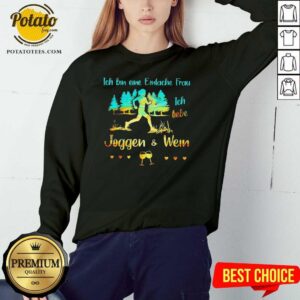 Alternative view of Top Ich Bin Eine Einfache Frau Ich Liebe Joggen Und Wein Shirt