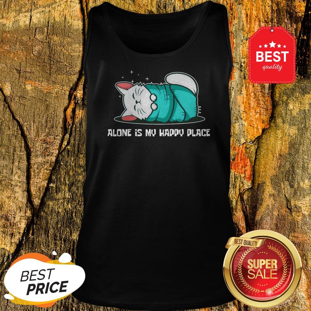 Cat Alone Is My Happy Place Shirt - Image 3