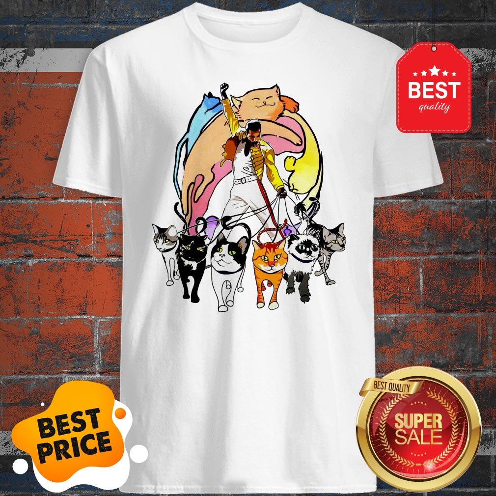 Cute Freddie Mercury With His Cat I Love Dad Shirt
