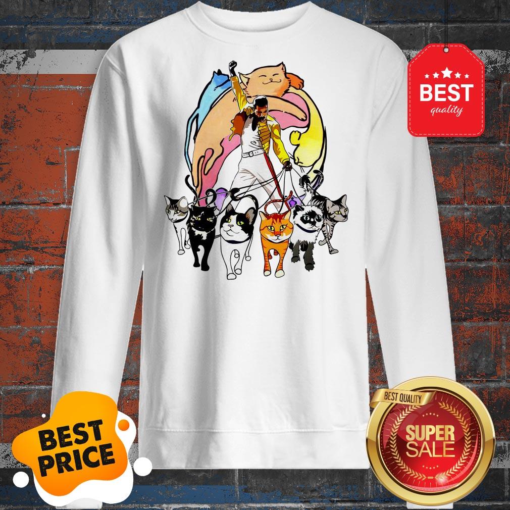 Cute Freddie Mercury With His Cat I Love Dad Shirt - Image 4