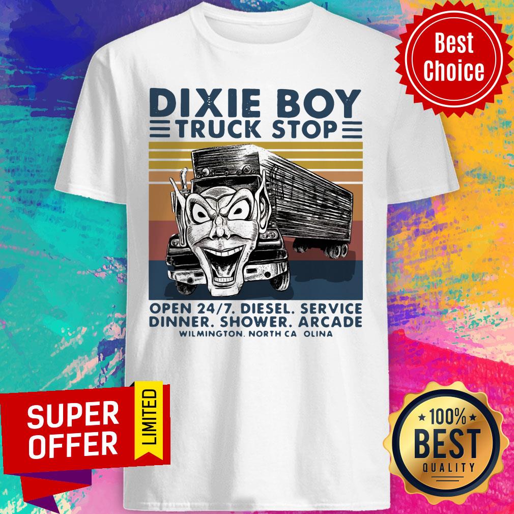 Dixie Boy Truck Stop Open 24'7 Diesel Service Dinner Shower Arcade Vintage Shirt