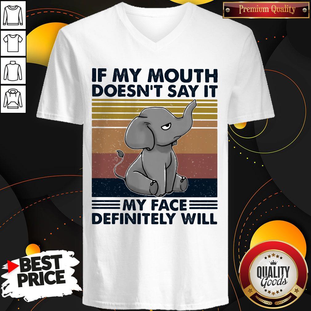If My Mouth Doesn't Say It My Face Definitely Will Elephant Vintage Retro Shirt - Image 4