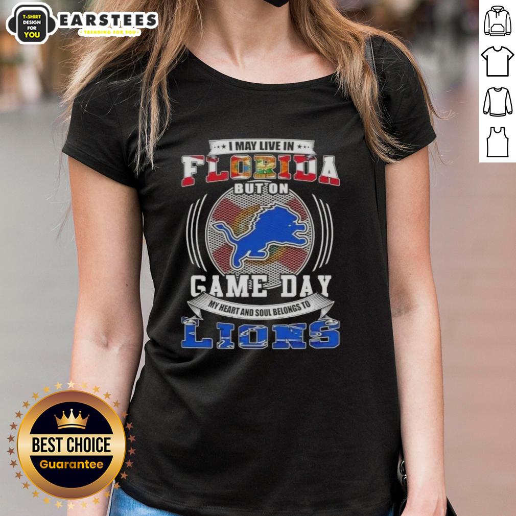 Top I May Live In Florida But On Game Day Detroit Lions Football T-Shirt - Image 3