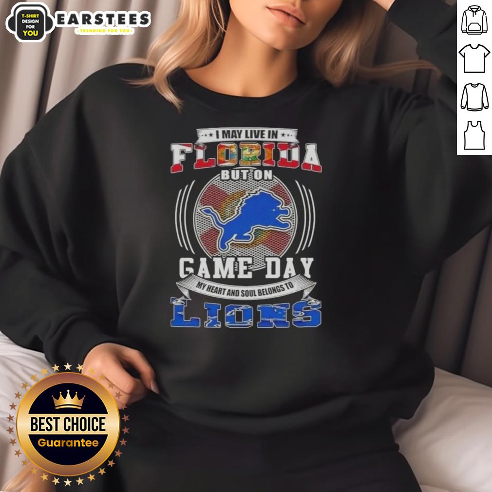 Top I May Live In Florida But On Game Day Detroit Lions Football T-Shirt - Image 5