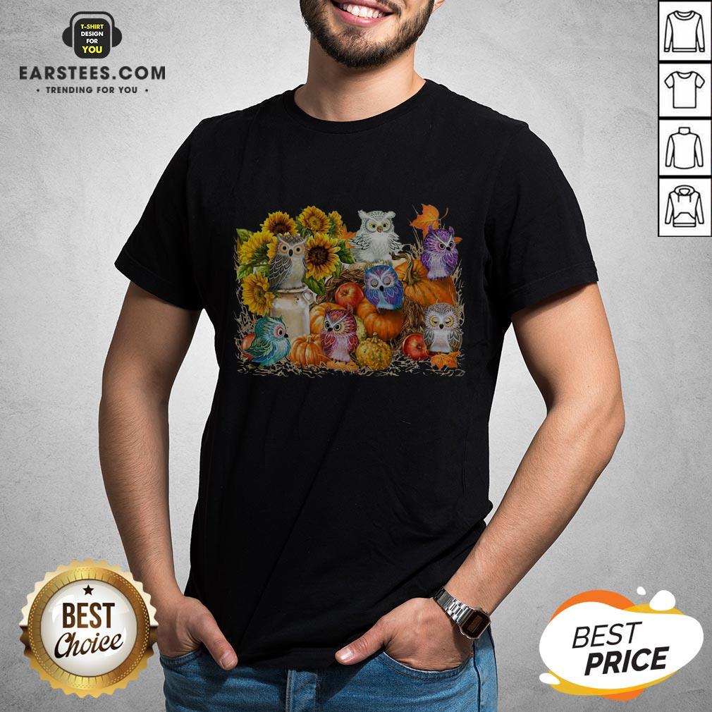 Top Owls Pumpkin Sunflower Halloween Shirt