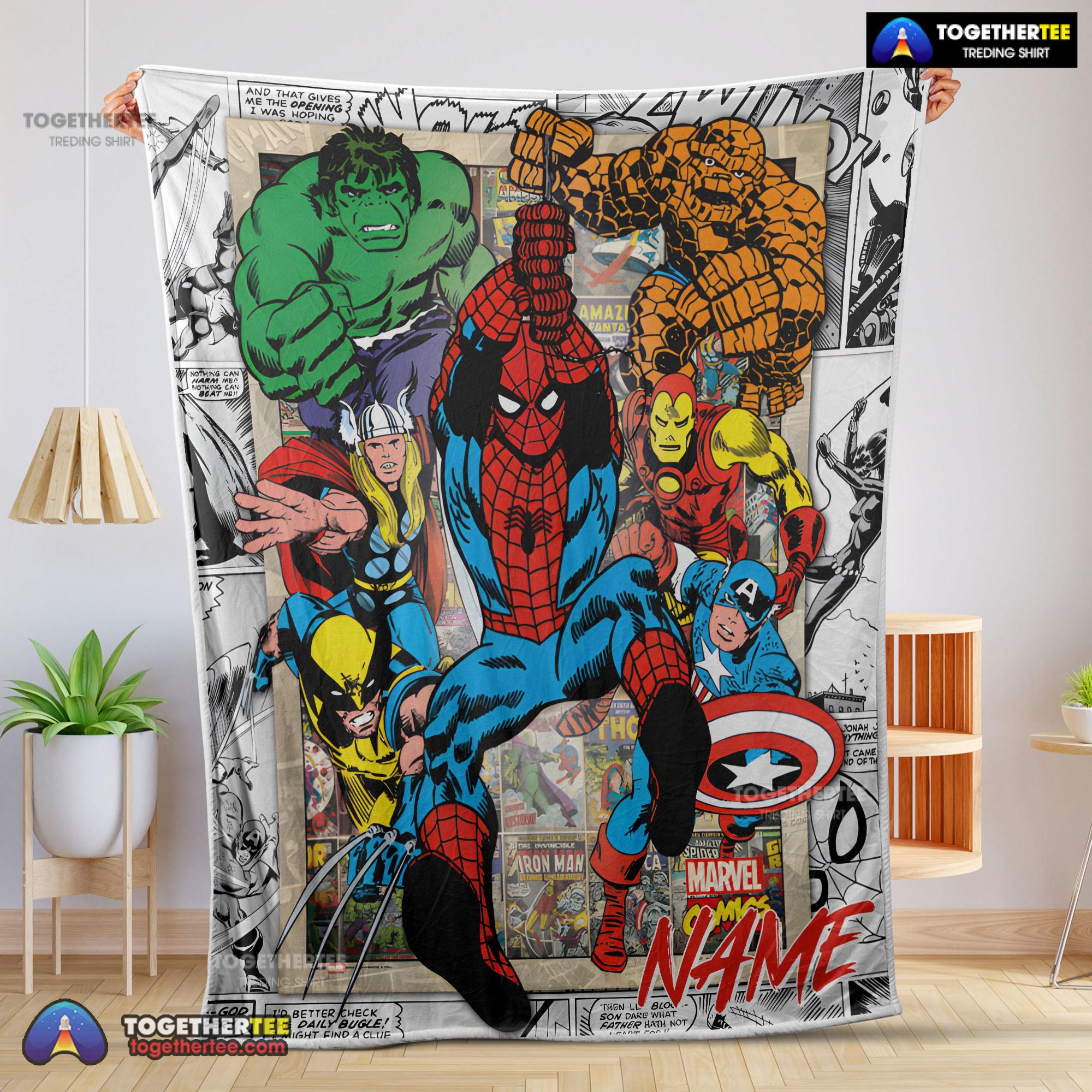 Official Marvel Comics Superhero Blanket Fleece Customized Blanket