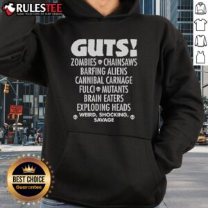 Alternative view of Top Guts Zombies Chainsaws Barfing Aliens Cannibal Carnage Fulci Mutans Brain Eaters Exploding Heads T-Shirt