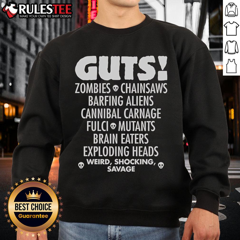 Top Guts Zombies Chainsaws Barfing Aliens Cannibal Carnage Fulci Mutans Brain Eaters Exploding Heads T-Shirt - Image 5