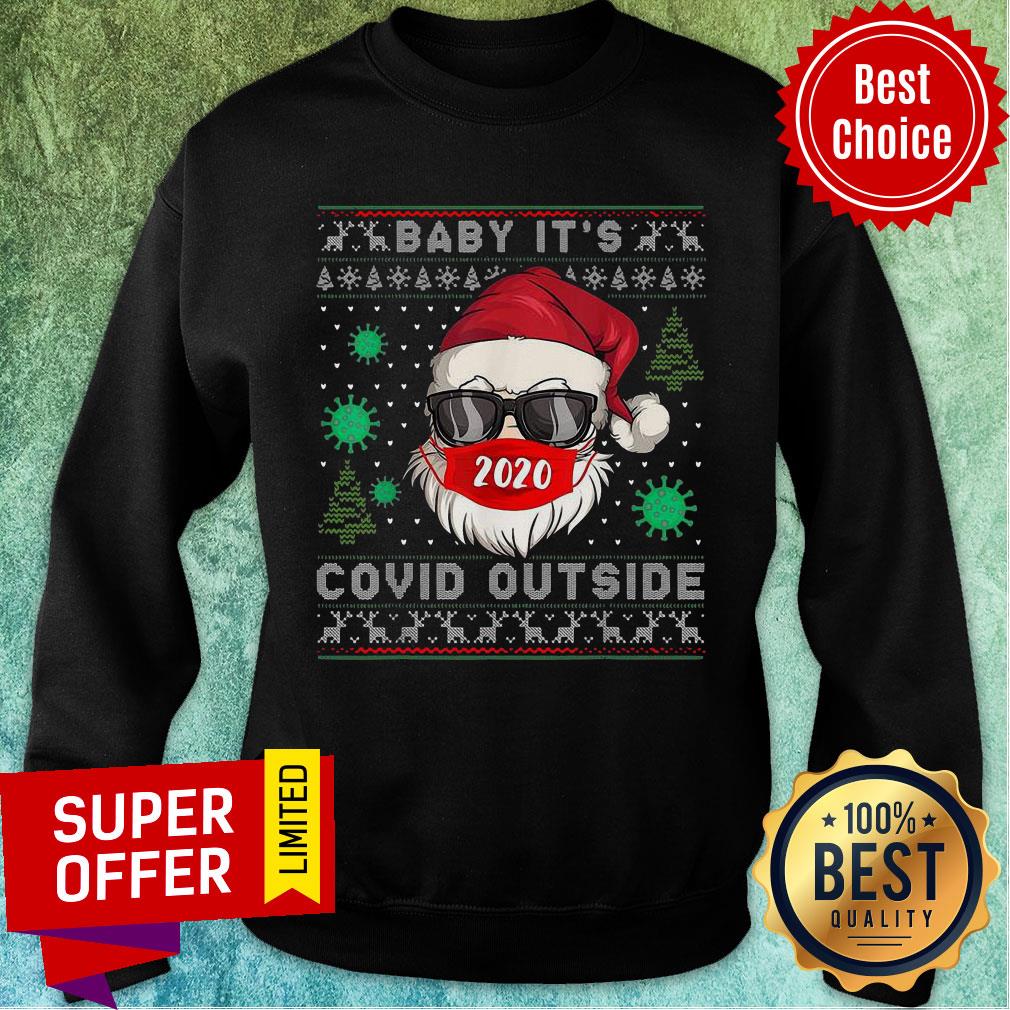 Awesome Santa Claus Face Mask 2020 Baby It’s Covid 19 Outside Merry Christmas Ugly Shirt - Image 5