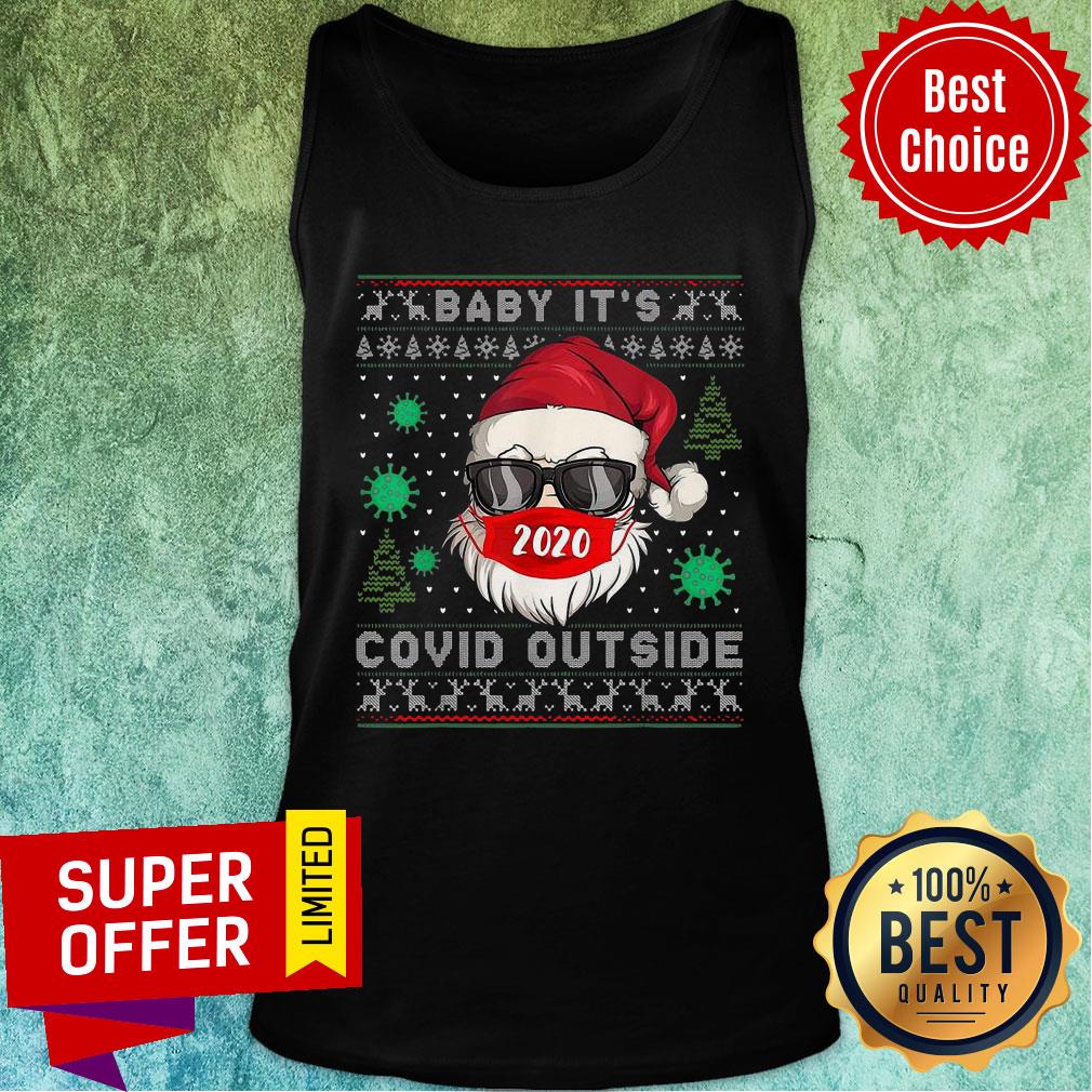 Awesome Santa Claus Face Mask 2020 Baby It’s Covid 19 Outside Merry Christmas Ugly Shirt - Image 4