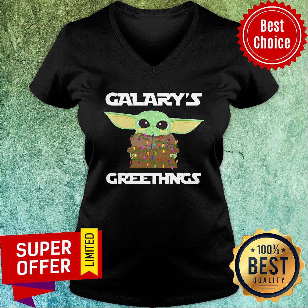 Funny Baby Yoda Galaxy’s Greetings Christmas Light Shirt - Image 3
