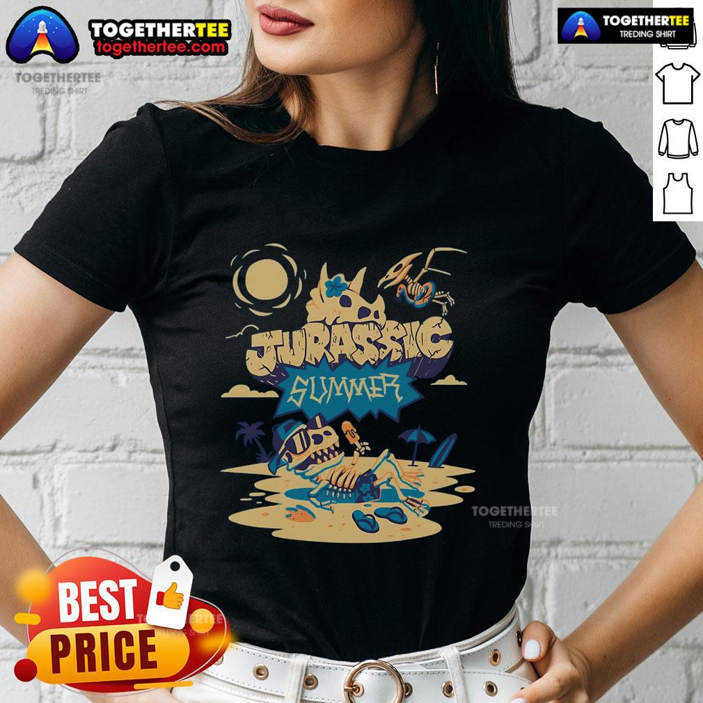 Pretty Jurassic Summer Dinosaur Skeleton T-Shirt - Image 3