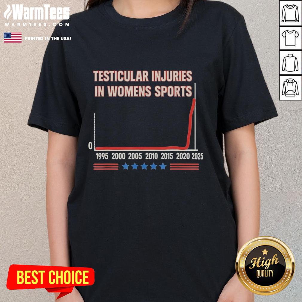 Premium Testicular Injuries In Womens Sports 1995 To 2025 Five Stars T-Shirt - Image 3