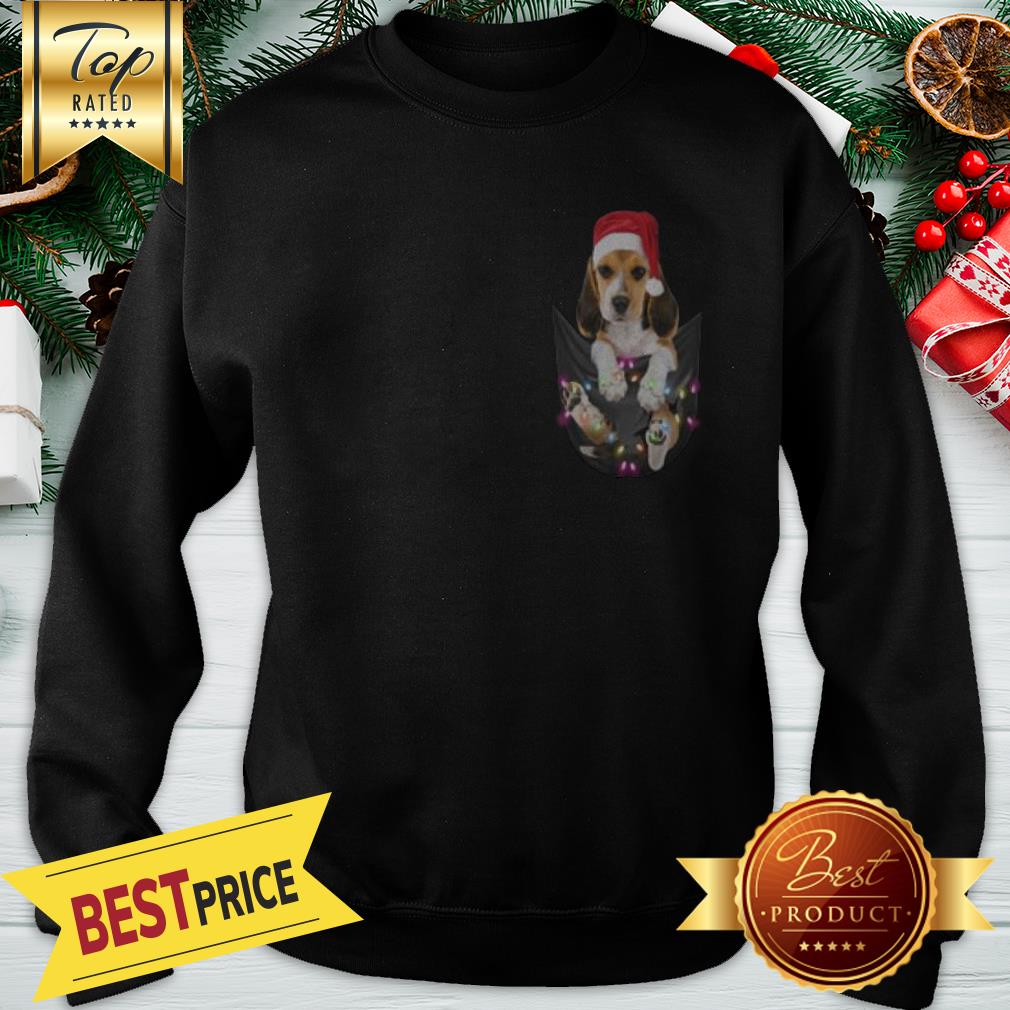 Official Santa Beagle In Pocket Christmas Light Shirt - Image 4