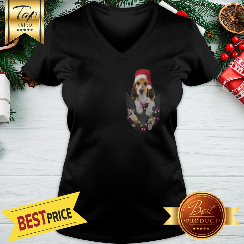Official Santa Beagle In Pocket Christmas Light Shirt - Image 2