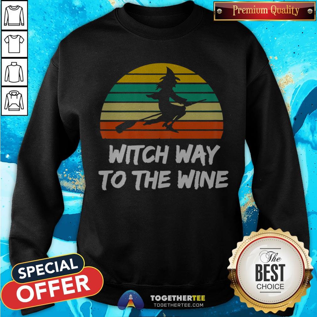 Womens Witch Way To The Wine Funny Witch Halloween Women T-Shirt - Image 4