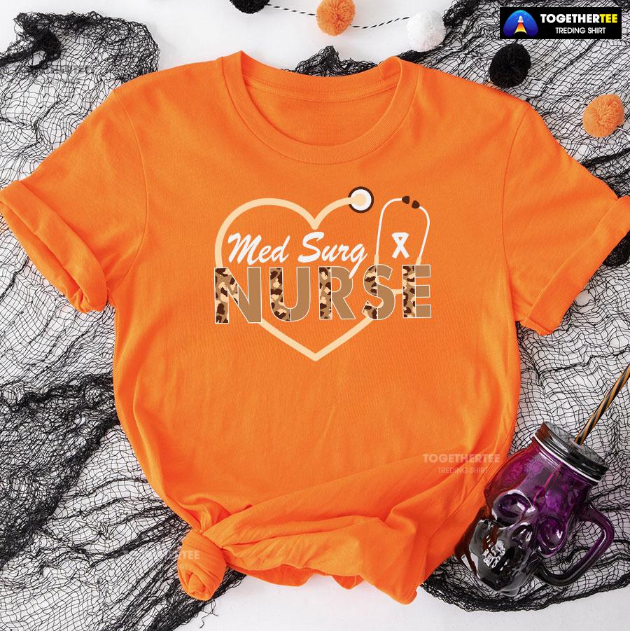 Med Surg Nurse Stethoscope Leopard T-Shirt - Image 10