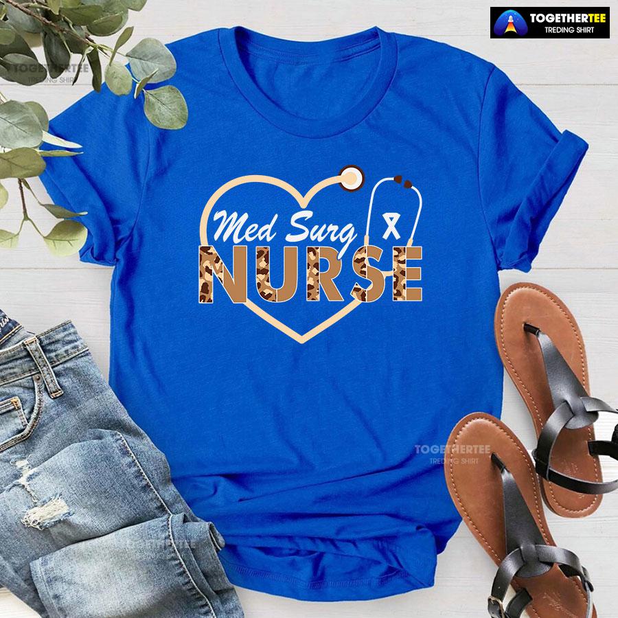 Med Surg Nurse Stethoscope Leopard T-Shirt - Image 6