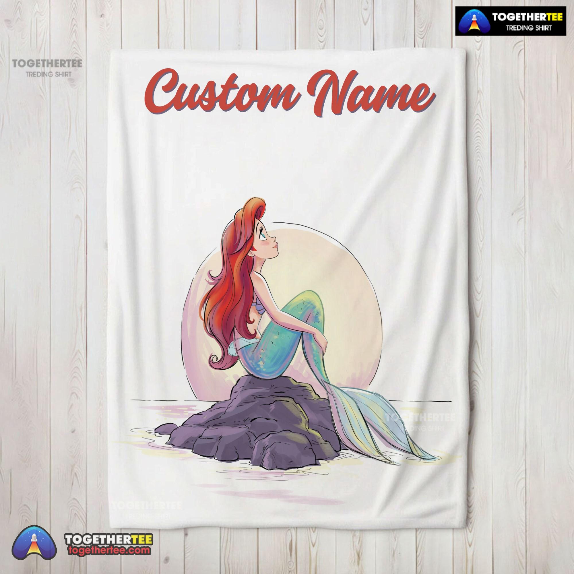 Official Disney The Little Mermaid Delicate And Painterly Blanket Fleece Customized Blanket